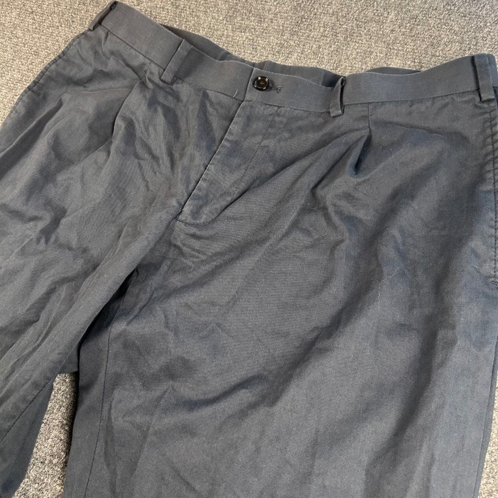 Indochino Mens Yaletown 52 Pleated Cotton Trousers Navy Blue Dress Pants 34x31